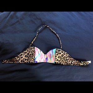 Pink leopard bikini top